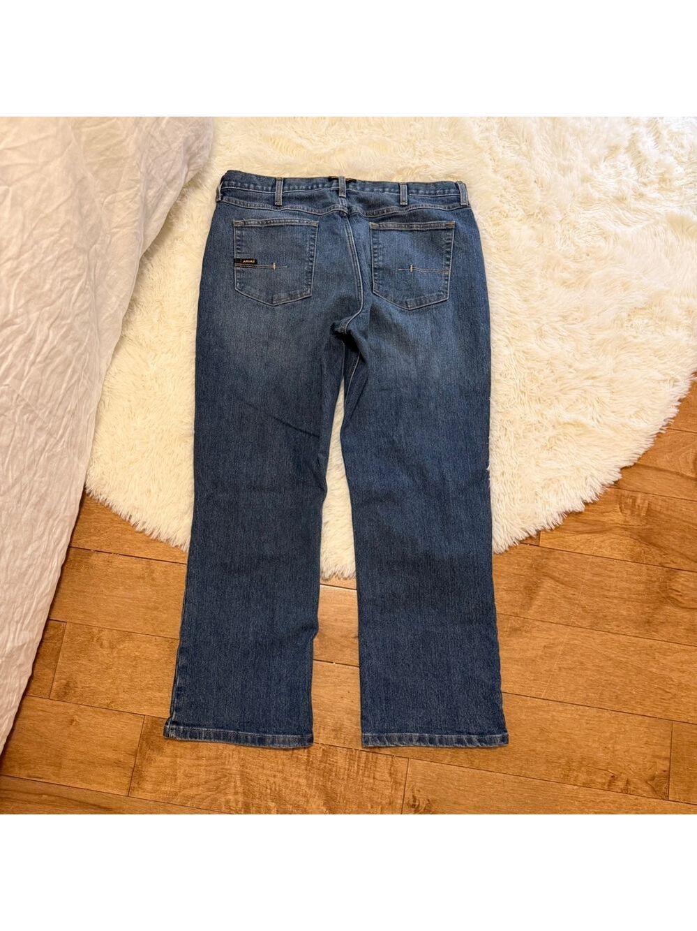 Ariat Rebar M4 Relaxed Boot Cut Workwear Jeans Mens 36x30 Medium Wash Blue Denim - Picture 3 of 6